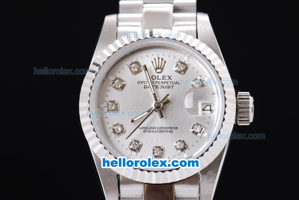 Rolex Datejust Oyster Perpetual Automatic Full White with Diamond Marking-Lady Size - Click Image to Close